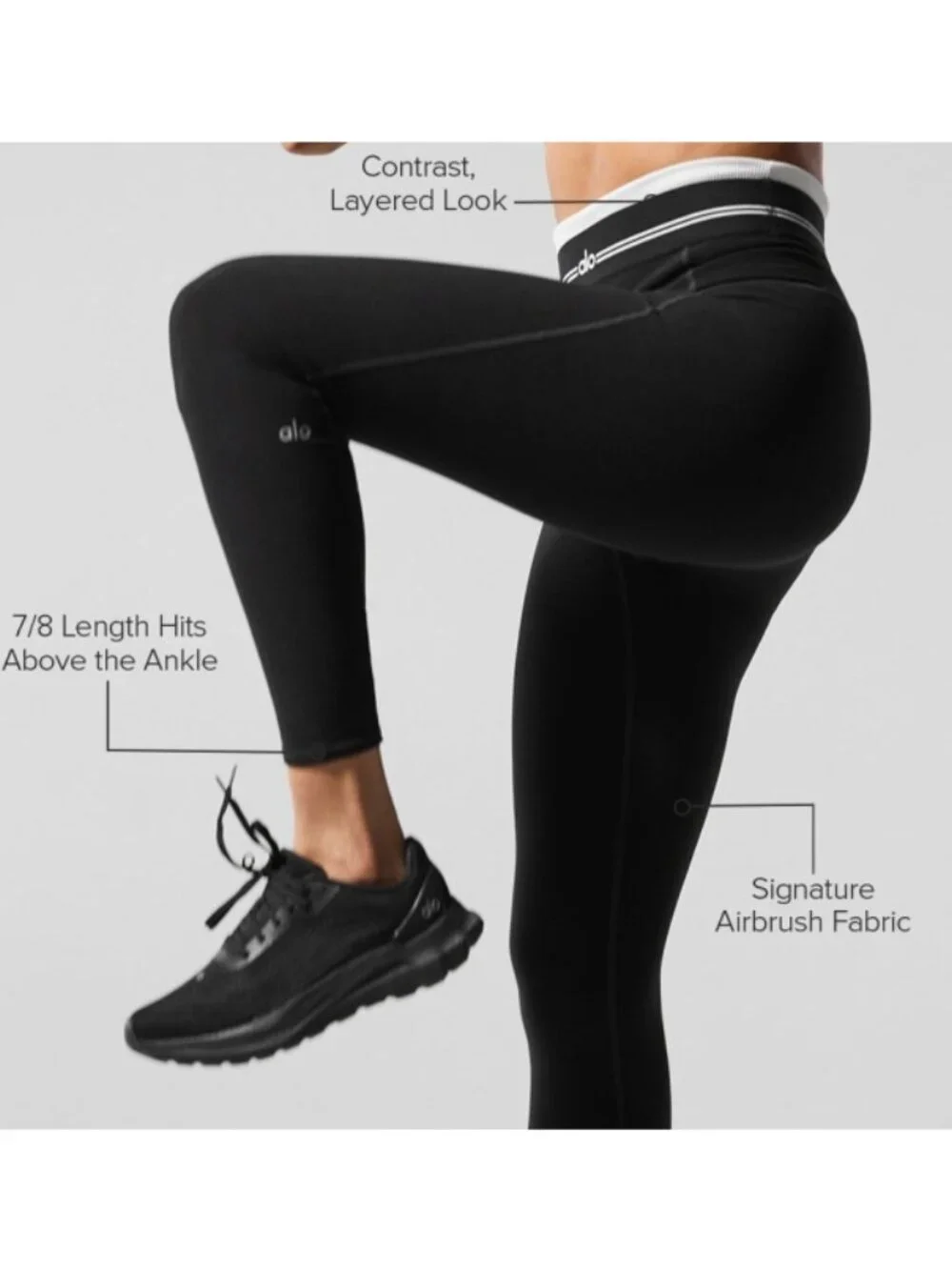 Alo Airbrush High-Waist 7/8 Better Together Leggings Black White Sporty Hi-Rise